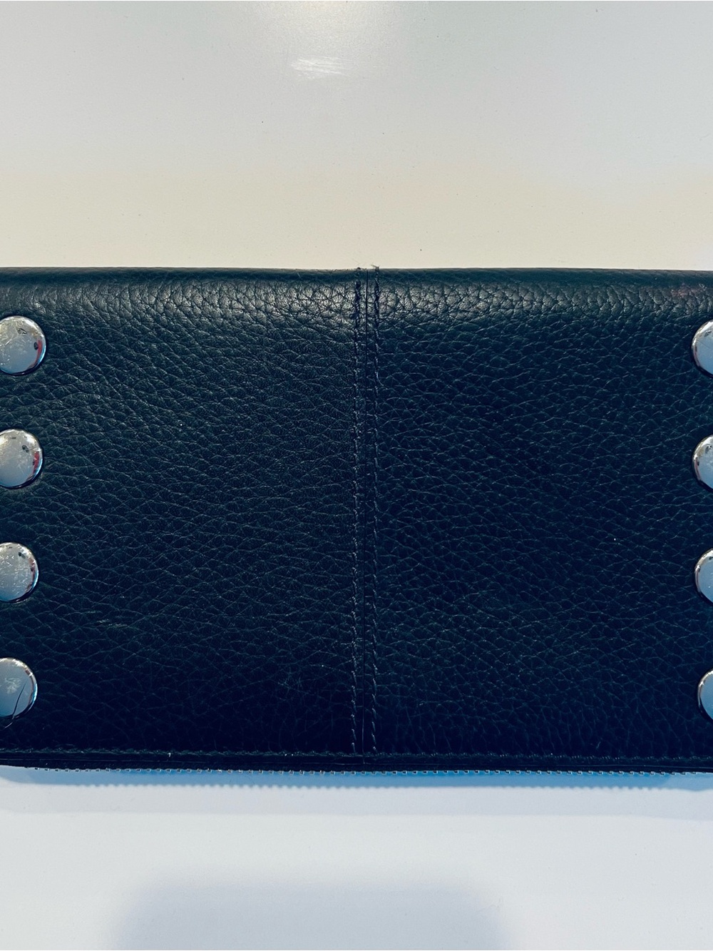 Hammitt Black Leather Zip Phone Wallet with Silver Studs - Picture 2 of 6